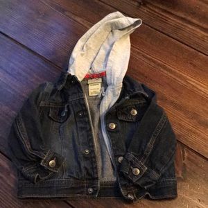 18 month Denim jacket with grey hoodie w/zipper